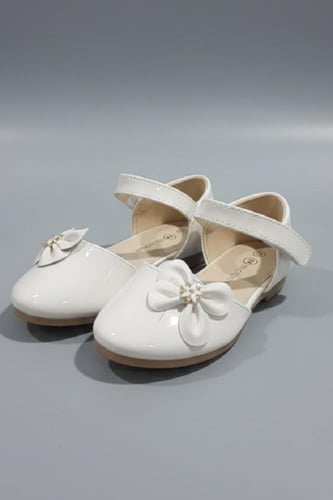 حذاء بناتي رهيب أبيض لامع S-027