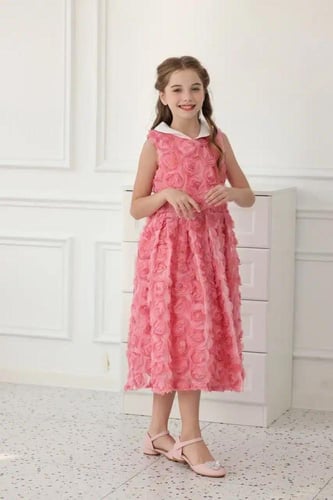 فستان بناتي مورد وردي 7123