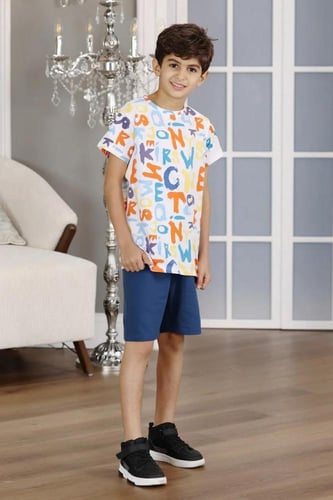 طقم ترنج ولادي ابيض احرف متنوعه 2926