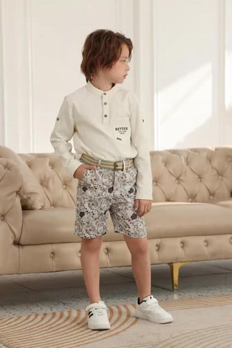 شورت ولادي بتشجيرة بني وبيج 4105