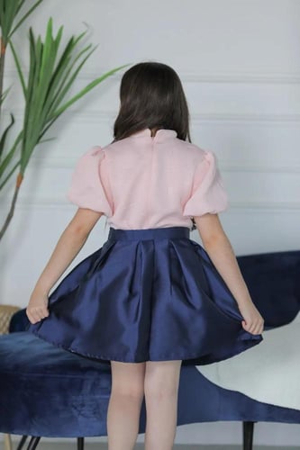 بلوزة اطفال وردي باكمام قصيرة 2739B/C