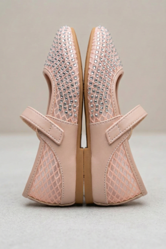 حذاء بناتي بيج انيق مرصع بالكريستال اللامع S-020