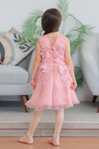 فستان بناتي وردي سهرات S01047