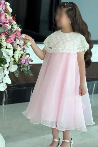 فستان سهرة بناتي وردي ناعم S01274