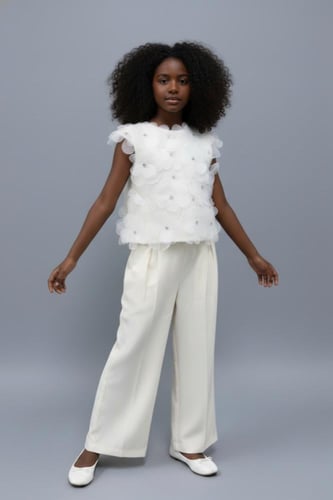 بنطلون بناتي كريمي قصه واسعه 7294-