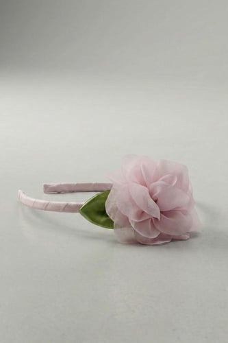 طوق شعر بناتي مع بكلة وردي T-038