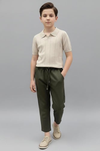 بنطلون ولادي اخضر خصر مطاط 4184-