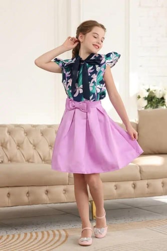 بلوزة بناتي مشجر كت فيونكة 7101