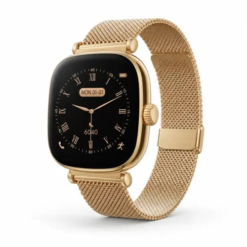 أوكي - ساعة SmartWatch 2 Grace ذكية بشاشة AMOLED مقاس 1.70 بوصة ومراقبة الصحة وأكثر من 100 وضع رياضي - ذهبي