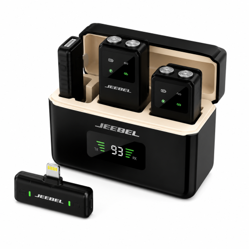 مايكروفون JEEBEL Dual Cast لاسلكي مزدوج مع علبة شح...