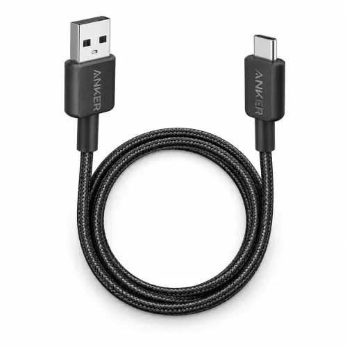 أنكر - كابل شحن USB A إلى USB C مجدول بطول 3 أقدام ومتانة حتى 12000 انحناءة - أسود