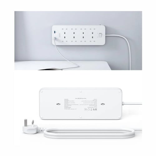 انكر - توصيلة بـ8 منافذ طاقة مع منفذين USB-A بطول...