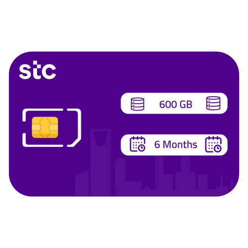 شريحة إنترنت 600 جيجا لمدة 6 أشهر STC
