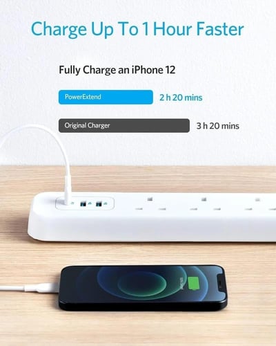 توصيلة Anker بـ 3 منافذ كهرباء + مدخل USB-C PD 18...