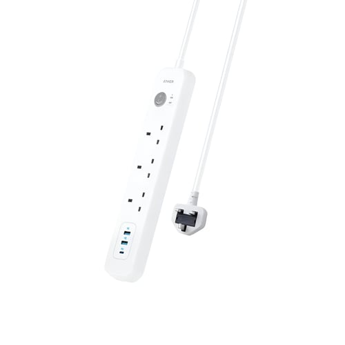 توصيلة Anker بـ 3 منافذ كهرباء + مدخل USB-C PD 18...
