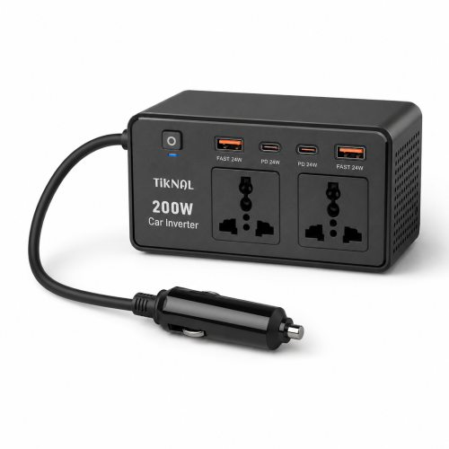 محول كهرباء سيارة TikNAL 200W مع منفذي AC وشحن سري...