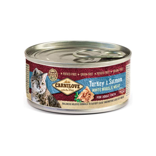 كارنيلوف معلبات طعام رطب بالديك الرومي والسلمون لل...