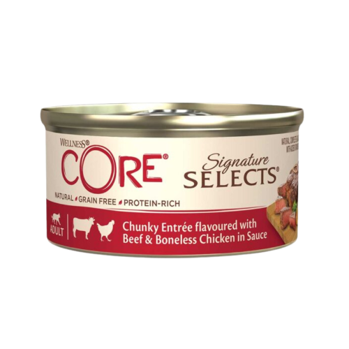 معلبات غذاء كامل ومتوازن بقطع لحم بقري ودجاج بدون...