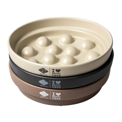 وعاء سيراميك فاخر للقطط لإطعام بطئ بلون أبيض 750 م...