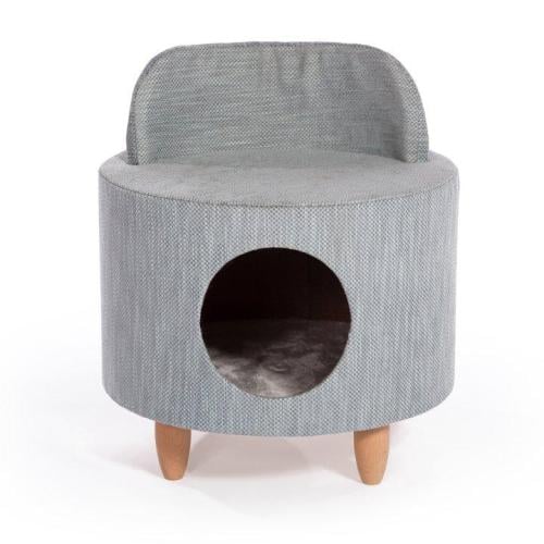 كرسي هولي وود منجد بقماش أنيق بلون أزرق رمادي للنو...