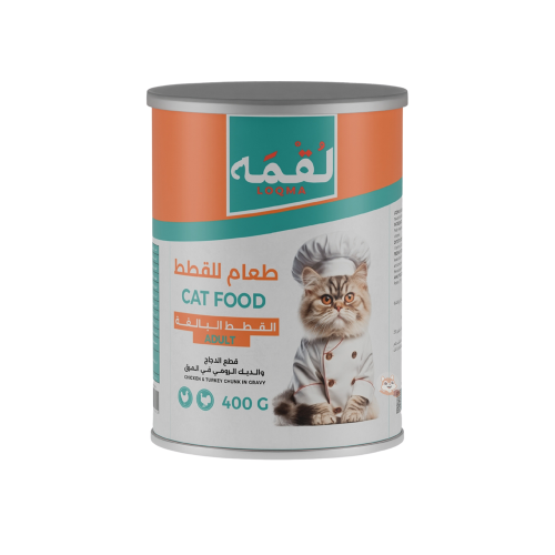 معلبات الدجاج والديك الرومي في المرق للقطط البالغة...