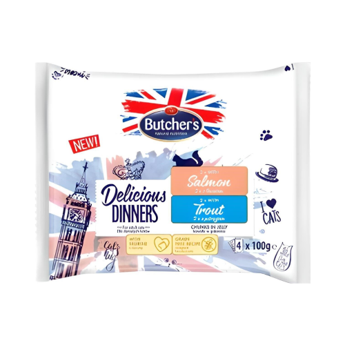 بوتشرز ديليشوس دينر طعام رطب في الجيلي 2 سلمون مع...