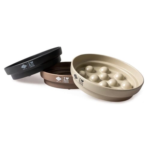 وعاء سيراميك فاخر للقطط لإطعام بطئ بلون بني 750 مل...