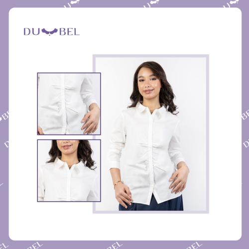قميص باكمام طويلة مزموم من الوسط
