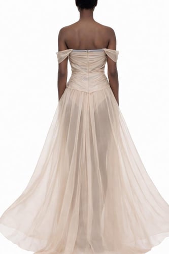 Sweetheart Cross-Draped Silk Chiffon Bodice in Pow...