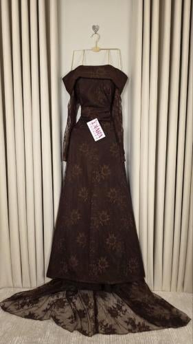 فستان سهرة دانتيل فرنسي ناعم