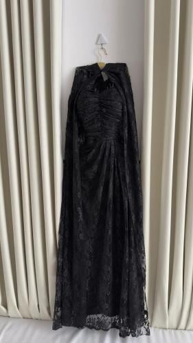 فستان سهرة دانتيل فرنسي بفصوص