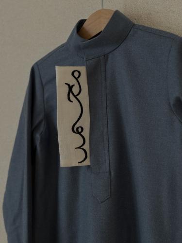 Blue thobe with jacquard