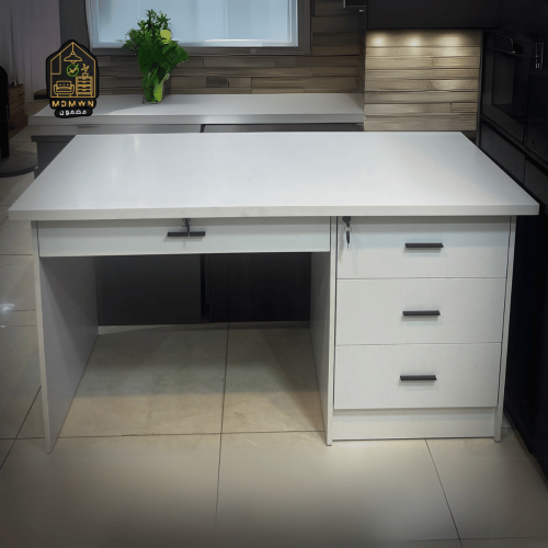 مكتب أبيض عملي بأدراج جانبية 120 CM