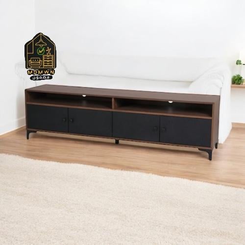 طاولة تلفاز بتصميم عصري بخطوط خشبية أنيقة