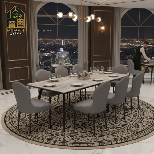 سفرة رخام بـ8 كراسي مودرن – تصميم أنيق ولمسة فخامة