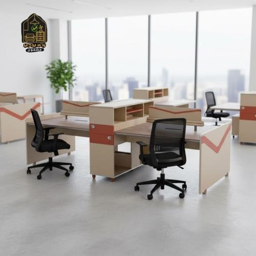 طاولة مكتب مع برتيشن رباعي خشب