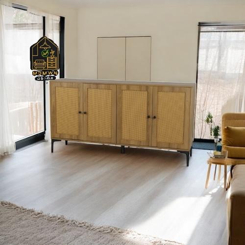 خزانة "رُقي القش" بأربعة أبواب - تصميم فخم بلونين