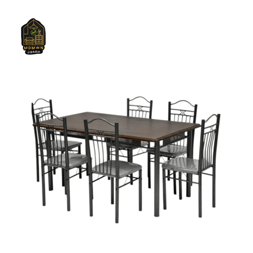 طقم طاولة طعام مع 6 كراسي معدنية