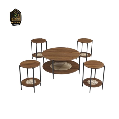 طاولة جانبية خشبية متعددة الألوان بتصميم شبكي أنيق