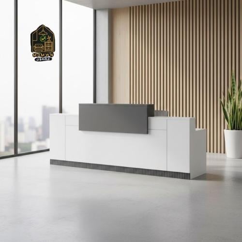 Modern reception counter, white and gray