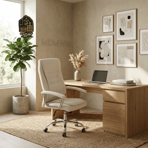White swivel executive office chair