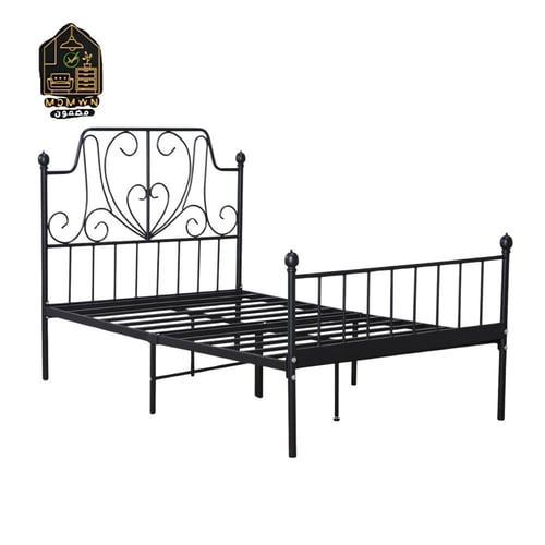 سرير معدني أنيق بتصميم زخرفي فاخر متعدد المقاسات
