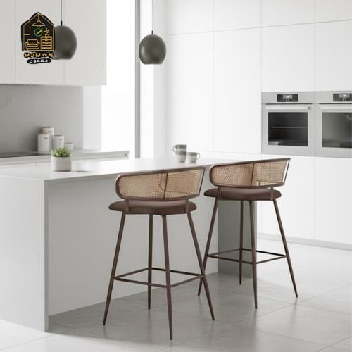 كرسي بار بتصميم رتان كلاسيك عصري