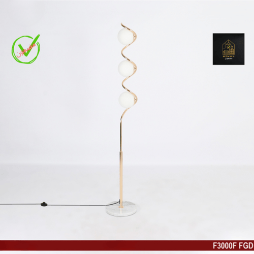 مصباح أرضي بتصميم لولبي نحاسي حلزوني الشكل 3 مصابي...