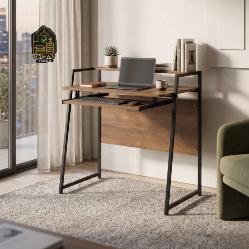 Computer and study desk with a pull-out keyboard shelf, available in various colors and sizes.