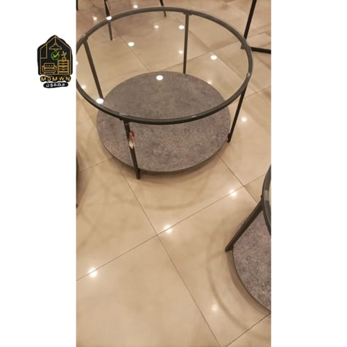 طاولة دورين مفردة دائرية رمادي فاتح