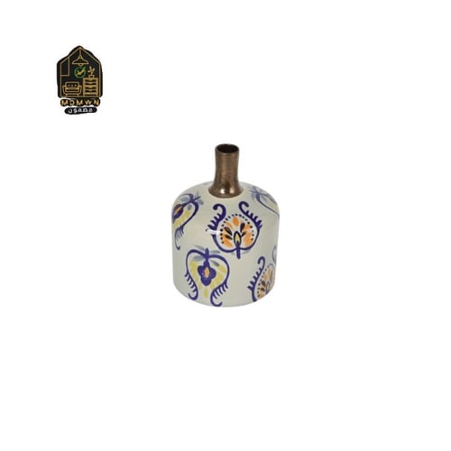 فازة خزفية مميزة بتصميم مزخرف بالأزهار