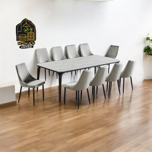 طاولة طعام بديل رخام رمادي 10+1