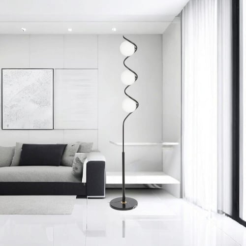 مصباح أرضي بتصميم لولبي نحاسي حلزوني الشكل 3 مصابي...