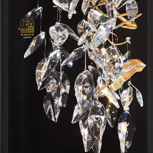 ثريا كريستال عناقيد ورق شجر مقاس 1م